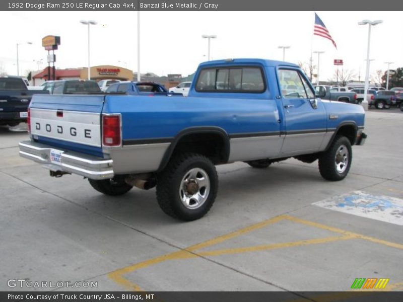 Banzai Blue Metallic / Gray 1992 Dodge Ram 250 LE Regular Cab 4x4