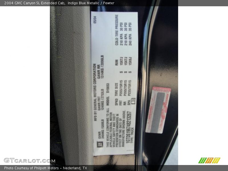 Indigo Blue Metallic / Pewter 2004 GMC Canyon SL Extended Cab