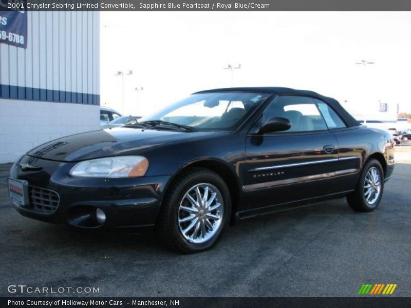 Sapphire Blue Pearlcoat / Royal Blue/Cream 2001 Chrysler Sebring Limited Convertible