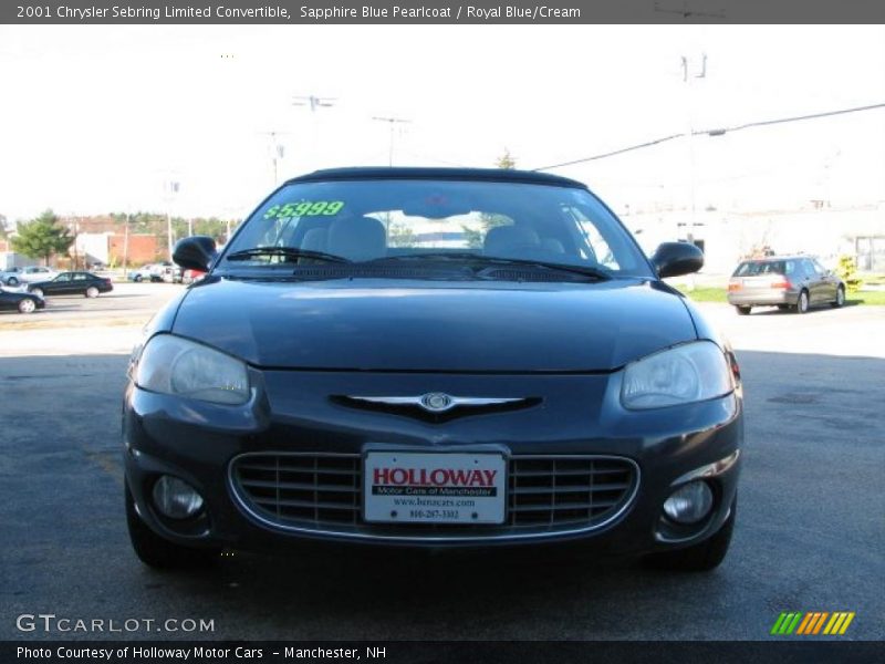 Sapphire Blue Pearlcoat / Royal Blue/Cream 2001 Chrysler Sebring Limited Convertible