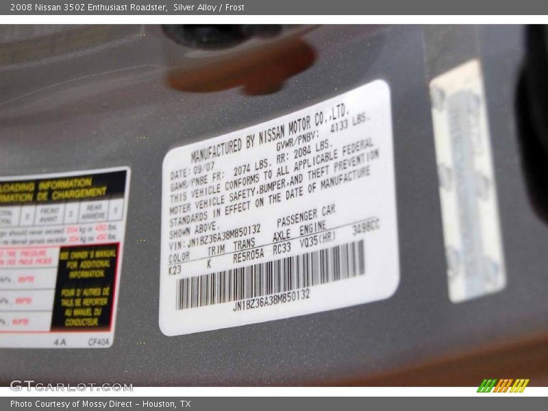 Silver Alloy / Frost 2008 Nissan 350Z Enthusiast Roadster