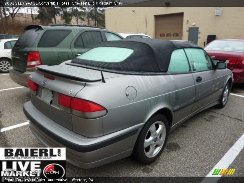 Steel Gray Metallic / Medium Gray 2001 Saab 9-3 SE Convertible