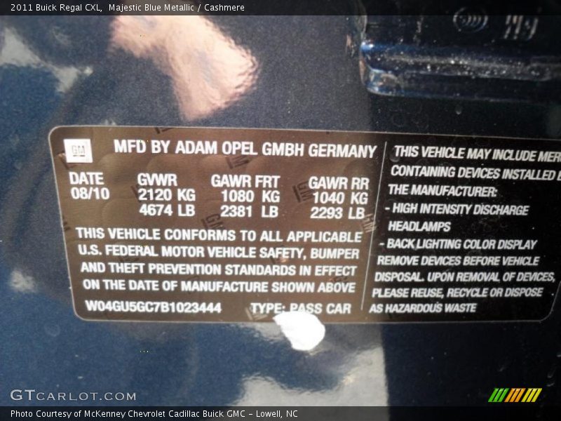 Majestic Blue Metallic / Cashmere 2011 Buick Regal CXL