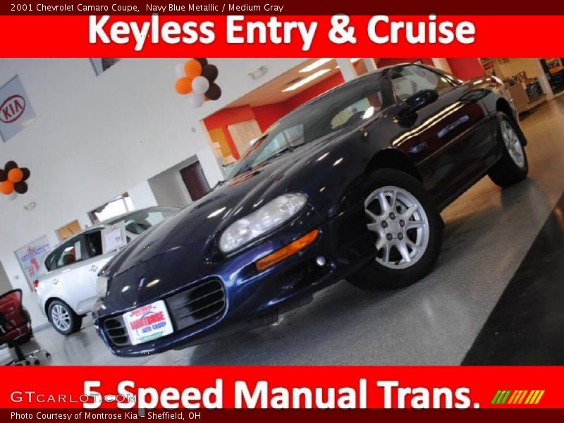 Navy Blue Metallic / Medium Gray 2001 Chevrolet Camaro Coupe