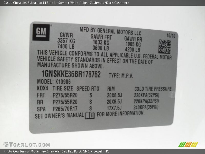 Summit White / Light Cashmere/Dark Cashmere 2011 Chevrolet Suburban LTZ 4x4