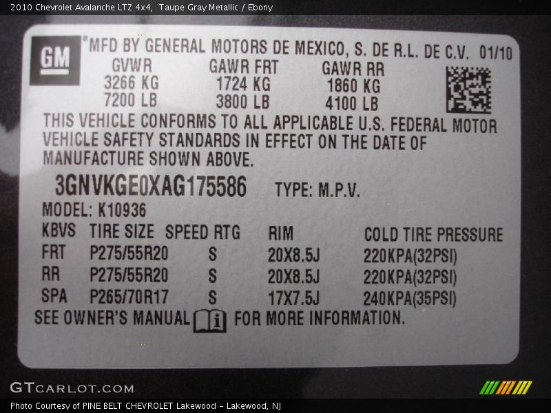 Taupe Gray Metallic / Ebony 2010 Chevrolet Avalanche LTZ 4x4