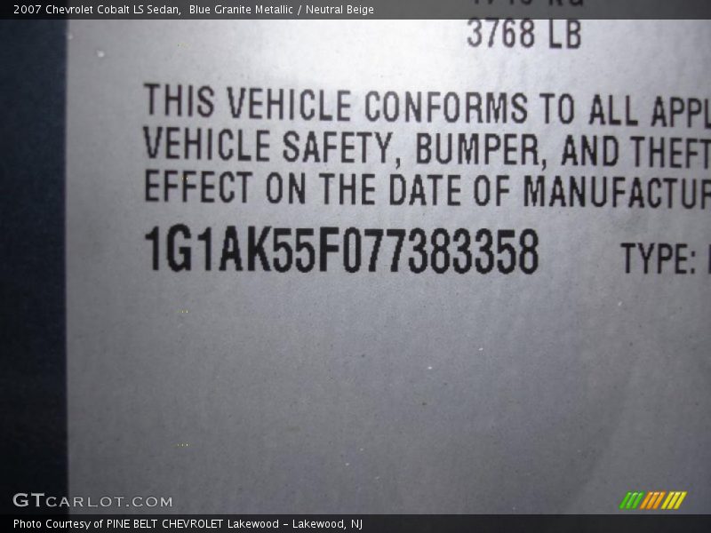 Blue Granite Metallic / Neutral Beige 2007 Chevrolet Cobalt LS Sedan