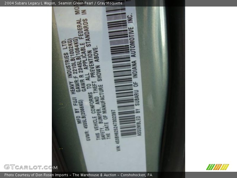 Seamist Green Pearl / Gray Moquette 2004 Subaru Legacy L Wagon