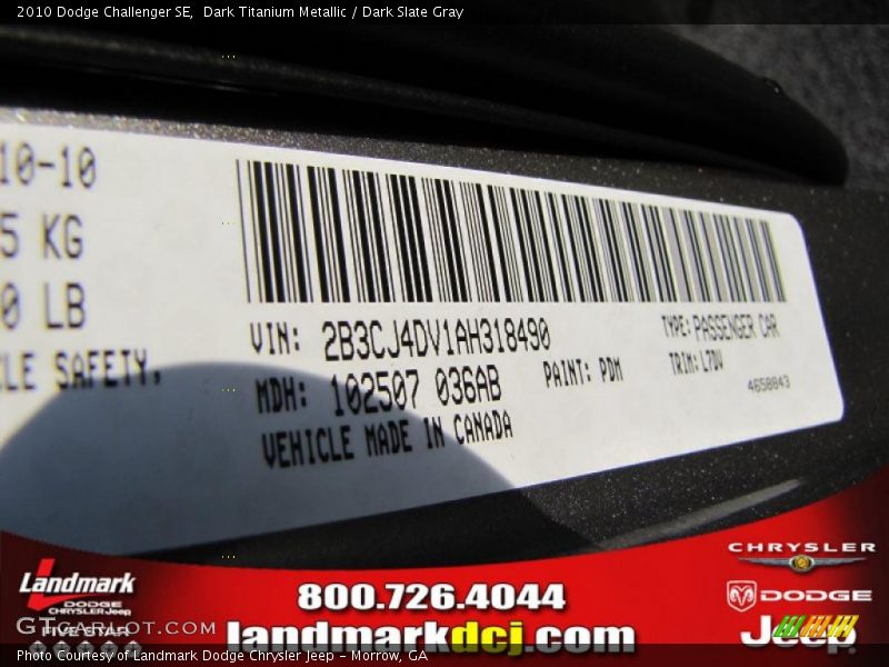 Dark Titanium Metallic / Dark Slate Gray 2010 Dodge Challenger SE