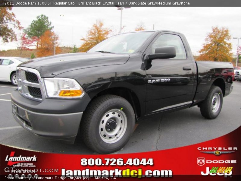 Brilliant Black Crystal Pearl / Dark Slate Gray/Medium Graystone 2011 Dodge Ram 1500 ST Regular Cab