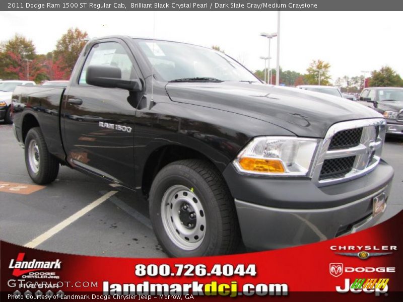 Brilliant Black Crystal Pearl / Dark Slate Gray/Medium Graystone 2011 Dodge Ram 1500 ST Regular Cab