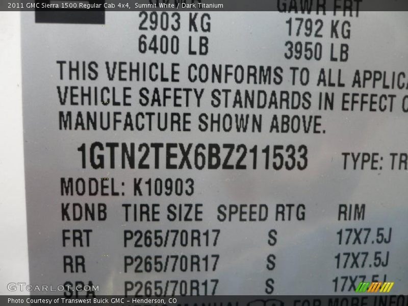 Summit White / Dark Titanium 2011 GMC Sierra 1500 Regular Cab 4x4