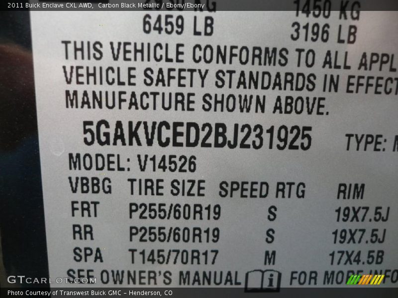 Carbon Black Metallic / Ebony/Ebony 2011 Buick Enclave CXL AWD