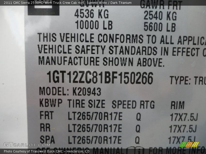 Summit White / Dark Titanium 2011 GMC Sierra 2500HD Work Truck Crew Cab 4x4