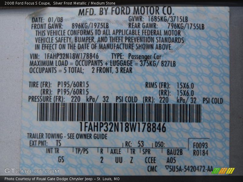 Silver Frost Metallic / Medium Stone 2008 Ford Focus S Coupe