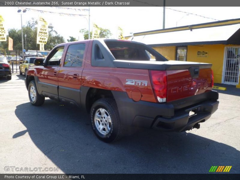 Sunset Orange Metallic / Dark Charcoal 2003 Chevrolet Avalanche Z66