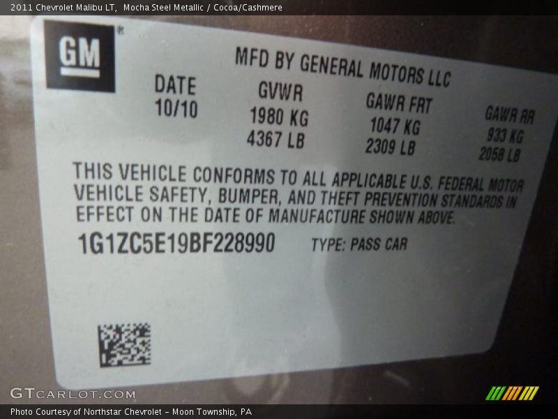 Mocha Steel Metallic / Cocoa/Cashmere 2011 Chevrolet Malibu LT