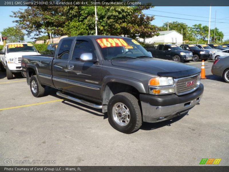 Storm Gray Metallic / Graphite 2001 GMC Sierra 2500HD SLT Extended Cab 4x4