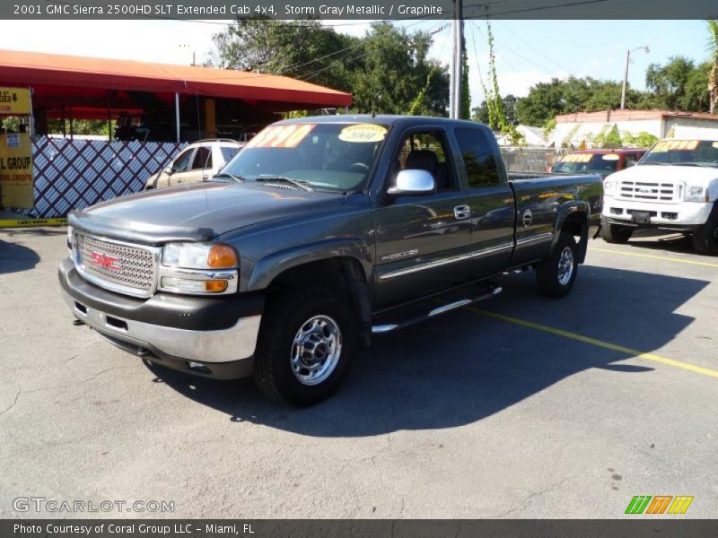Storm Gray Metallic / Graphite 2001 GMC Sierra 2500HD SLT Extended Cab 4x4