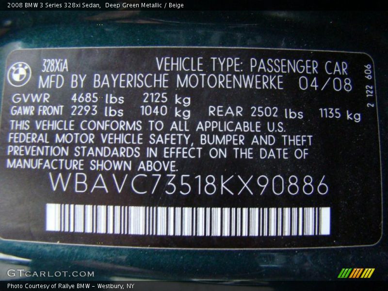Deep Green Metallic / Beige 2008 BMW 3 Series 328xi Sedan