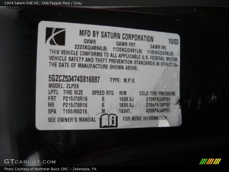 Chili Pepper Red / Gray 2004 Saturn VUE V6