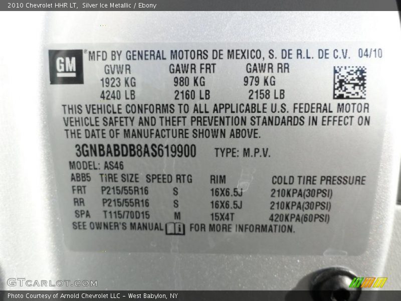 Silver Ice Metallic / Ebony 2010 Chevrolet HHR LT