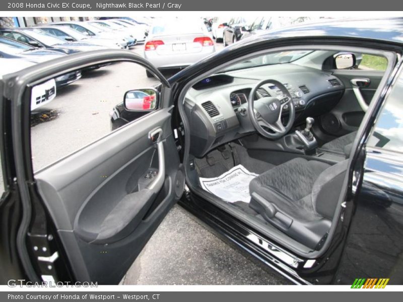 Nighthawk Black Pearl / Gray 2008 Honda Civic EX Coupe