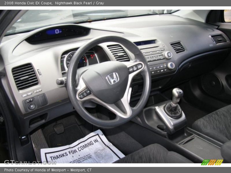 Nighthawk Black Pearl / Gray 2008 Honda Civic EX Coupe