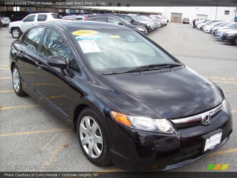 Nighthawk Black Pearl / Gray 2008 Honda Civic LX Sedan