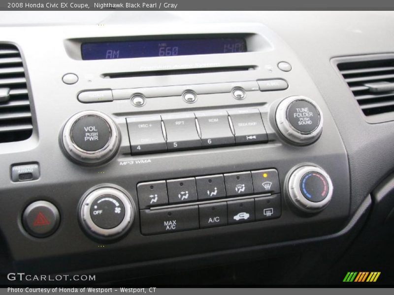 Nighthawk Black Pearl / Gray 2008 Honda Civic EX Coupe