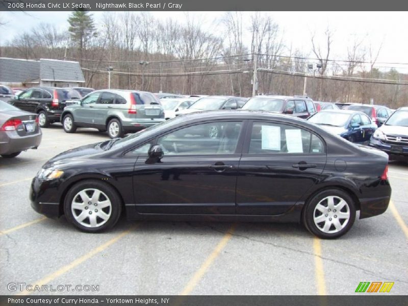 Nighthawk Black Pearl / Gray 2008 Honda Civic LX Sedan