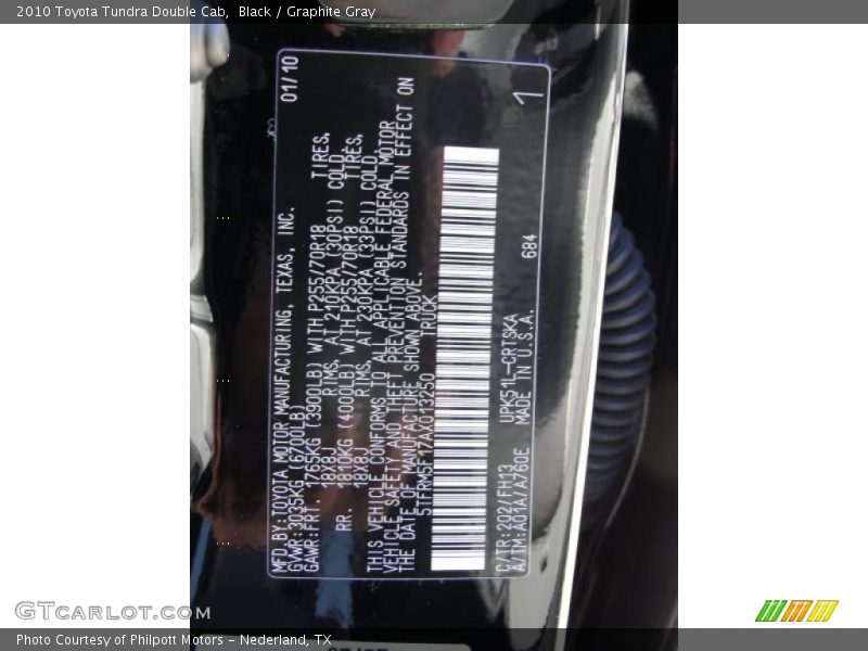 Black / Graphite Gray 2010 Toyota Tundra Double Cab