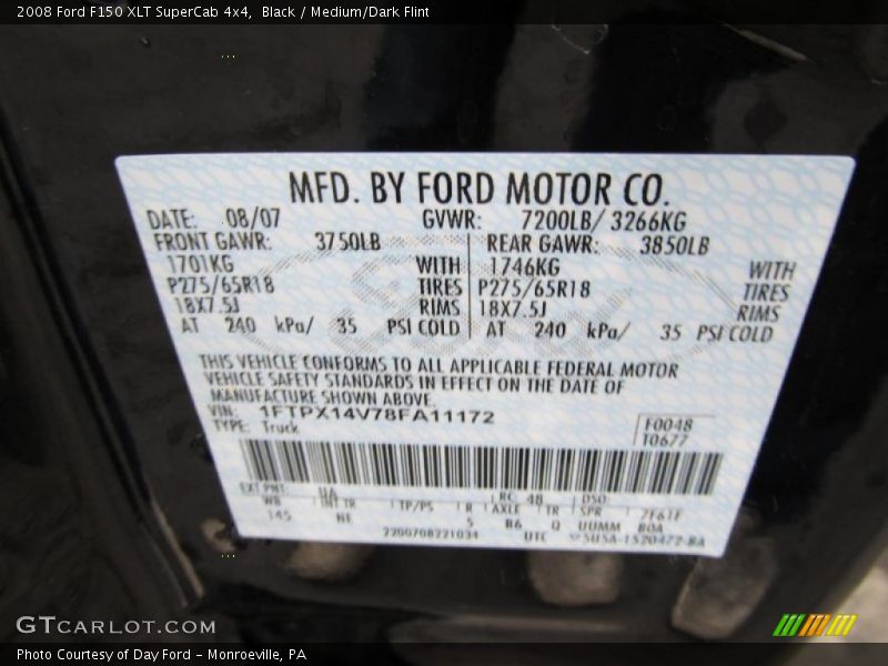 Black / Medium/Dark Flint 2008 Ford F150 XLT SuperCab 4x4