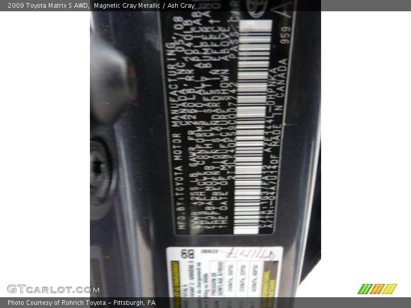 Magnetic Gray Metallic / Ash Gray 2009 Toyota Matrix S AWD