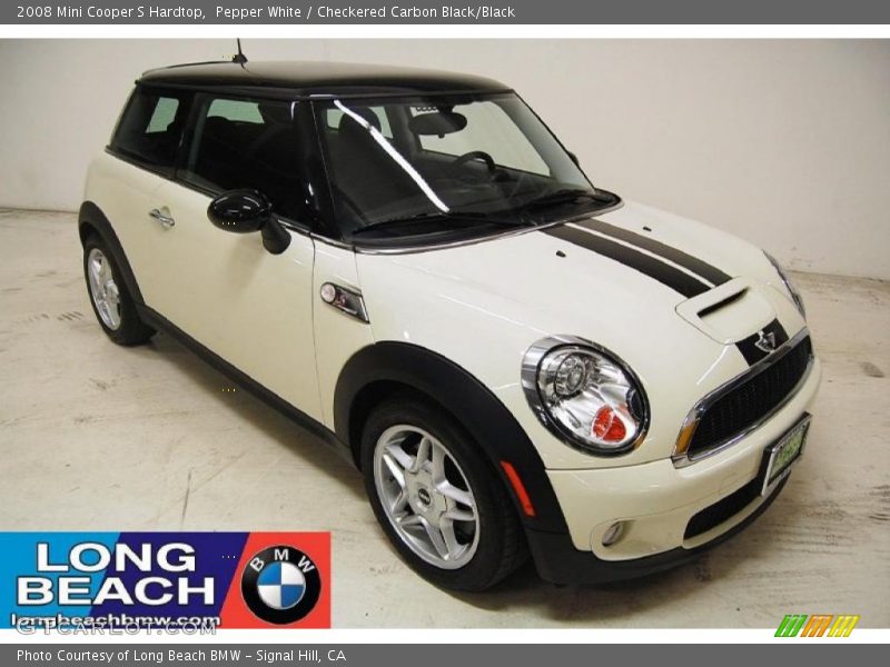 Pepper White / Checkered Carbon Black/Black 2008 Mini Cooper S Hardtop