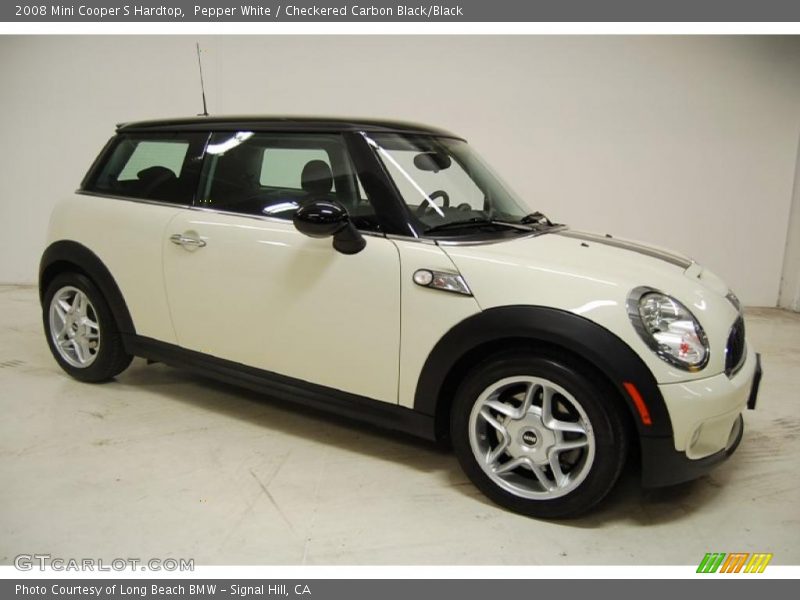 Pepper White / Checkered Carbon Black/Black 2008 Mini Cooper S Hardtop