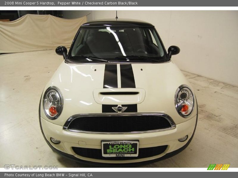 Pepper White / Checkered Carbon Black/Black 2008 Mini Cooper S Hardtop