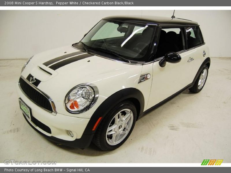 Pepper White / Checkered Carbon Black/Black 2008 Mini Cooper S Hardtop