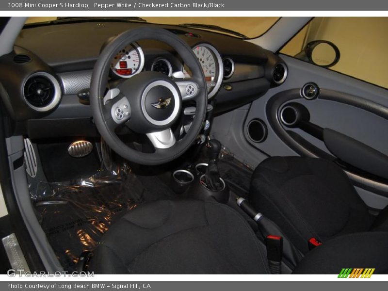 Pepper White / Checkered Carbon Black/Black 2008 Mini Cooper S Hardtop