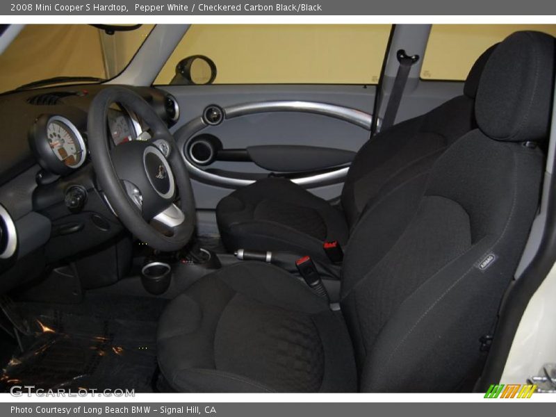 Pepper White / Checkered Carbon Black/Black 2008 Mini Cooper S Hardtop