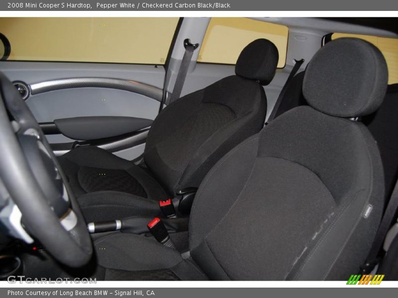 Pepper White / Checkered Carbon Black/Black 2008 Mini Cooper S Hardtop