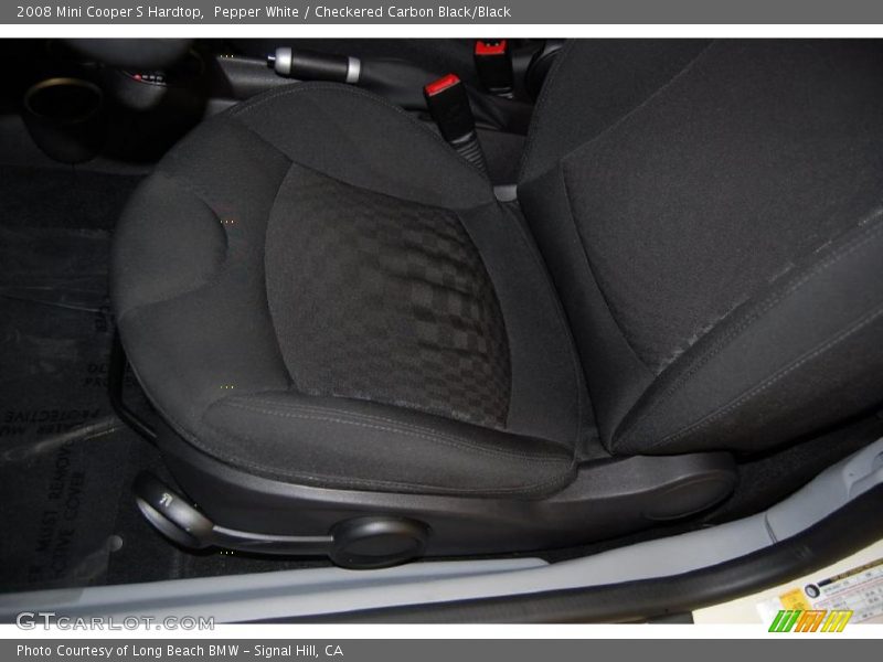 Pepper White / Checkered Carbon Black/Black 2008 Mini Cooper S Hardtop