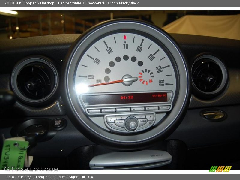 Pepper White / Checkered Carbon Black/Black 2008 Mini Cooper S Hardtop