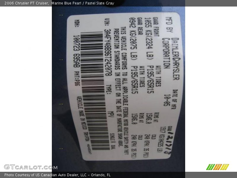Marine Blue Pearl / Pastel Slate Gray 2006 Chrysler PT Cruiser