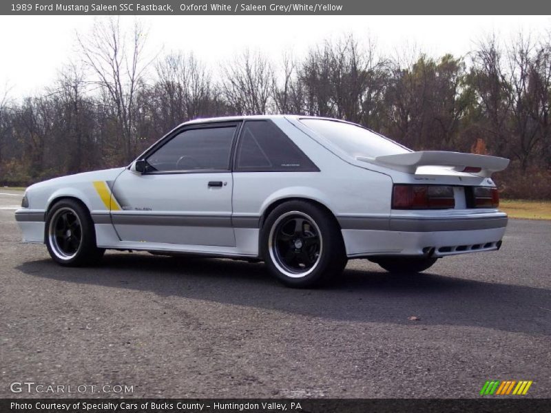 Oxford White / Saleen Grey/White/Yellow 1989 Ford Mustang Saleen SSC Fastback