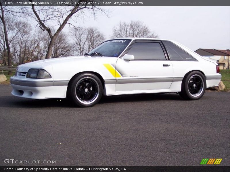 Oxford White / Saleen Grey/White/Yellow 1989 Ford Mustang Saleen SSC Fastback