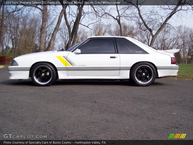 Oxford White / Saleen Grey/White/Yellow 1989 Ford Mustang Saleen SSC Fastback