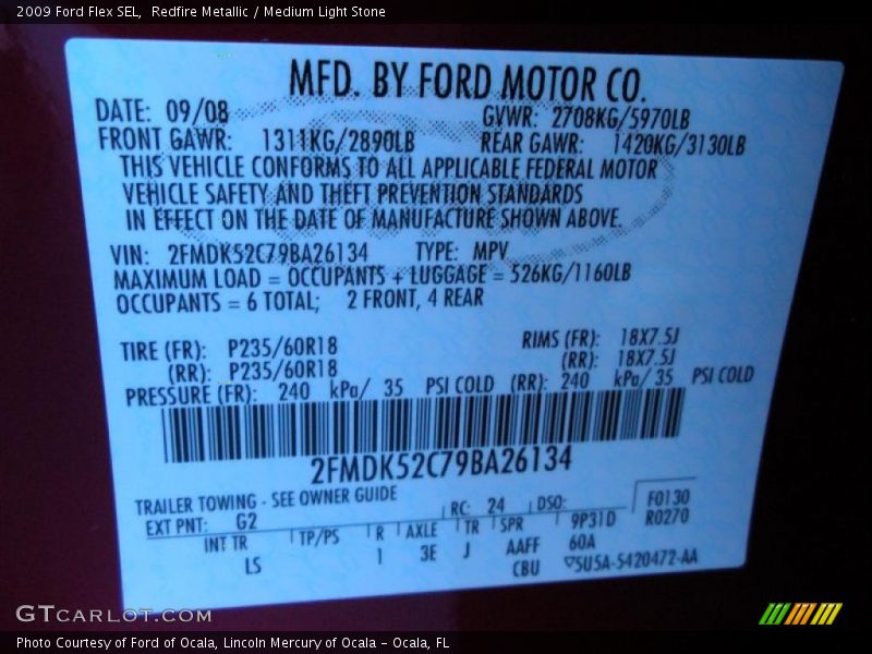 Redfire Metallic / Medium Light Stone 2009 Ford Flex SEL