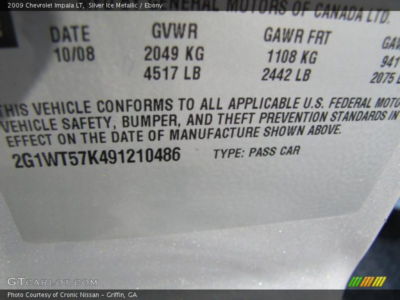 Silver Ice Metallic / Ebony 2009 Chevrolet Impala LT