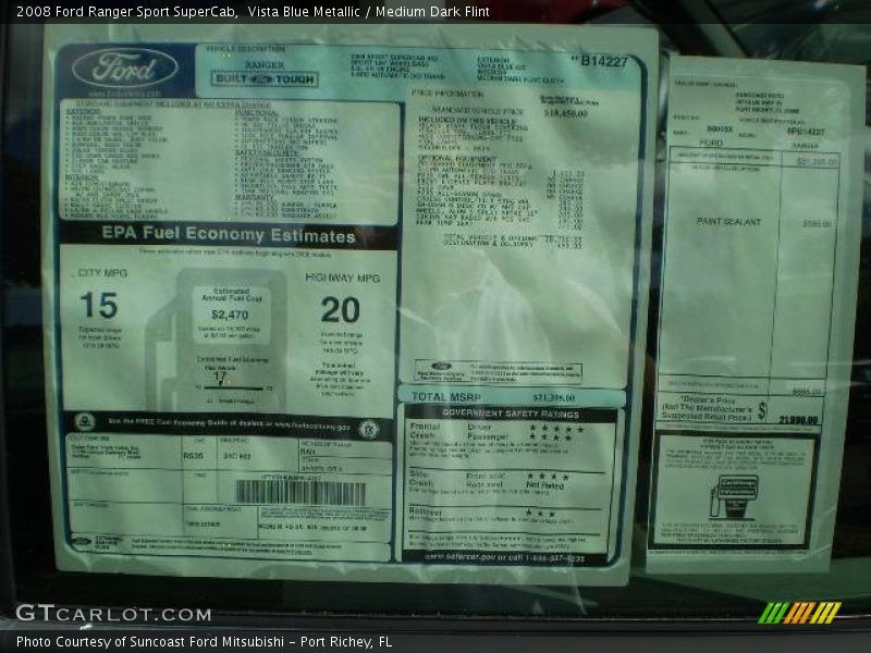 Vista Blue Metallic / Medium Dark Flint 2008 Ford Ranger Sport SuperCab
